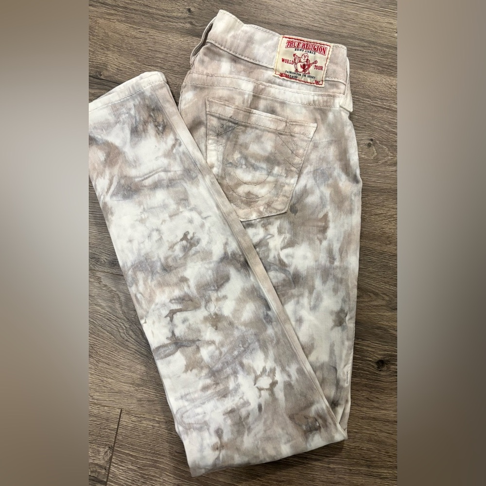 True Religion Women's Tie-Dye Jeans - Brown and Cream